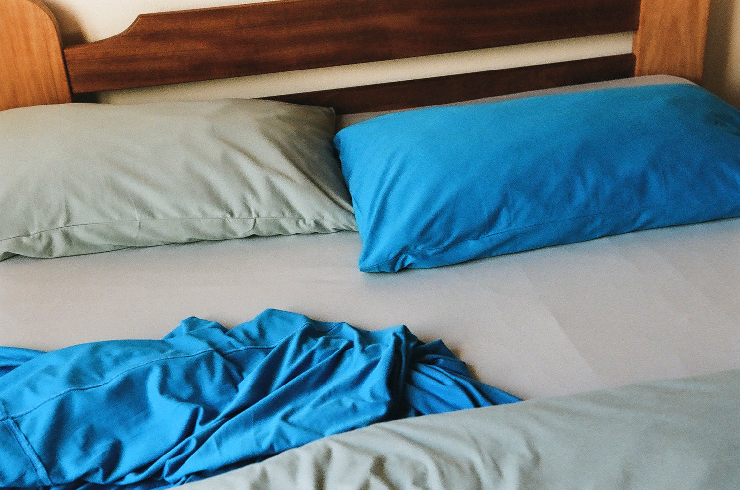 Blue organic cotton jersey knit pillowcases