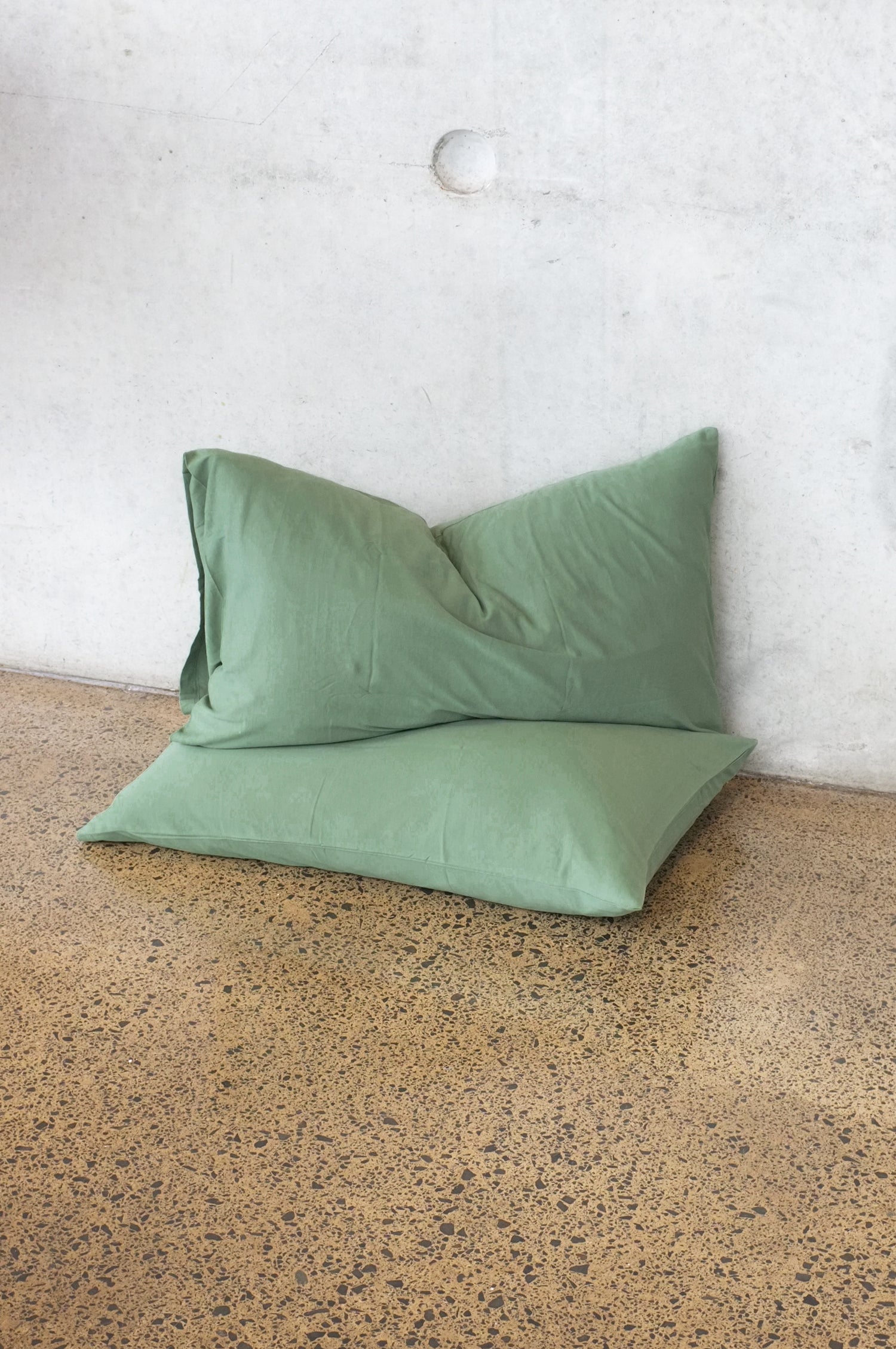 Green pillowcases organic cotton jersey knit