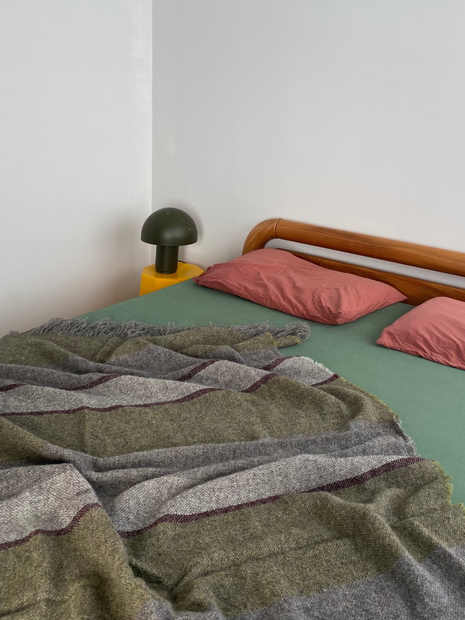 Wool Blanket - Moss with Fringe