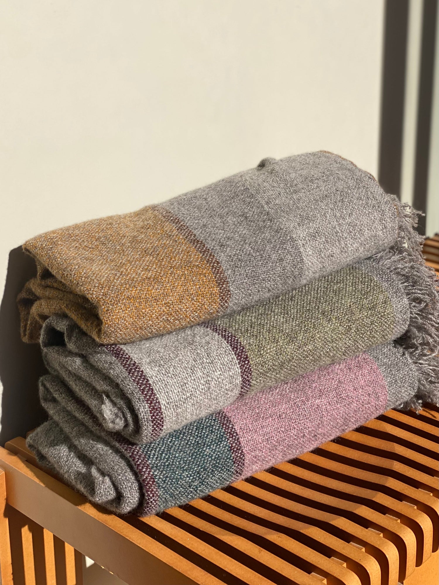 Wool Blanket - Moss with Fringe