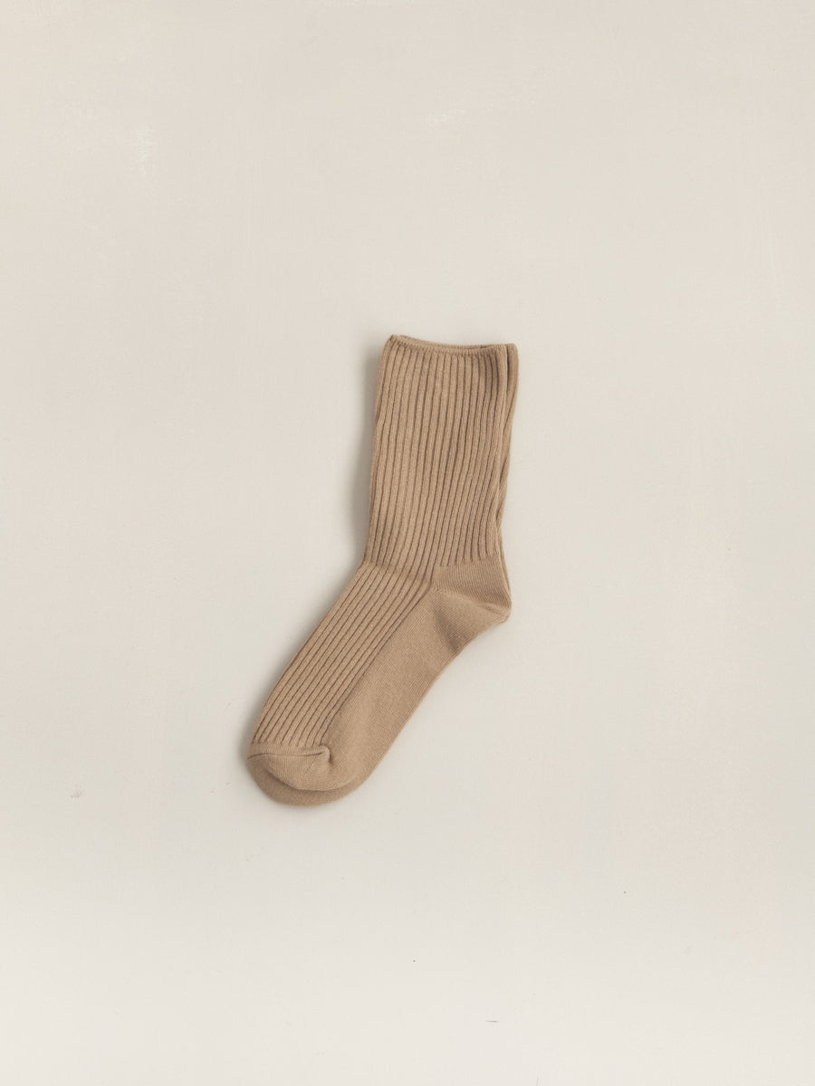 Organic cotton socks in ribbed design - Oat