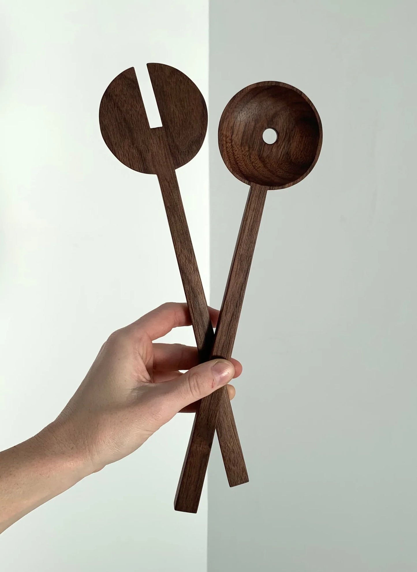 Handmade Walnut Salad Servers with Beeswax Finish