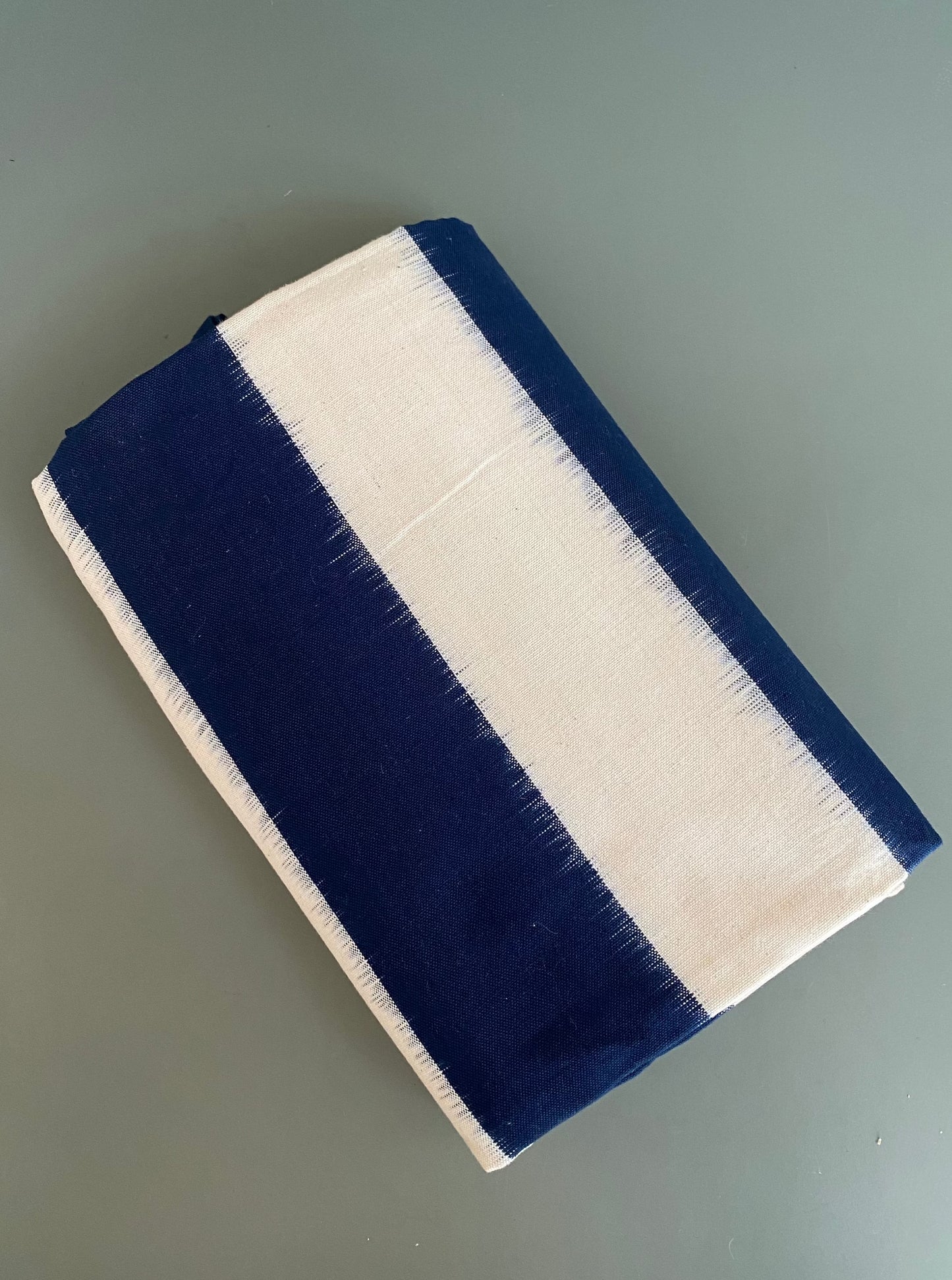 Handwoven Cotton Ikat Tablecloth - Navy Stripe